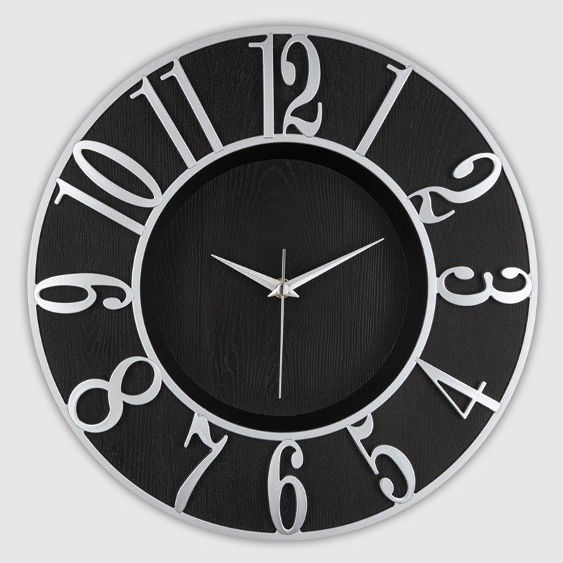 HORLOGE DECORATIVE MURALE 34 CM MIX OR/GRIS