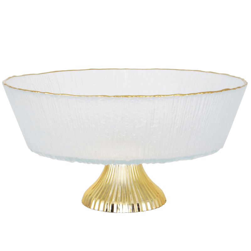 BOL DECO EN VERRE AVEC PIED 22X11 CM TRANSPARENT AVEC BORDS DORES