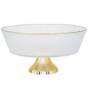 BOL DECO EN VERRE AVEC PIED 22X11 CM TRANSPARENT AVEC BORDS DORES