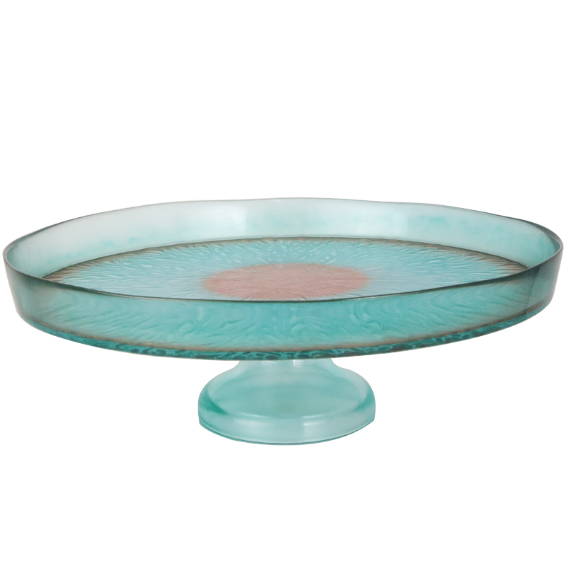 PLATEAU DE PRESENTATION DECO AVEC PIED EN VERRE 33X11 CM