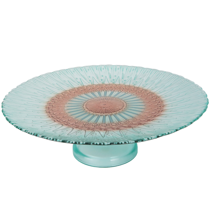 PLATEAU DE PRESENTATION DECO AVEC PIED EN VERRE 33X10 CM
