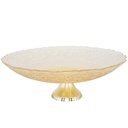 BOL DECO EN VERRE AVEC PIED METAL 33X14 CM TRANSPARENT AMBRE