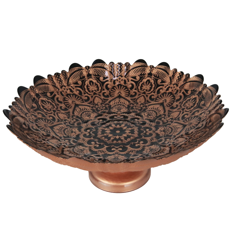 PLATEAU DE PRESENTATION DECO AVEC PIED EN VERRE 32X12 CM