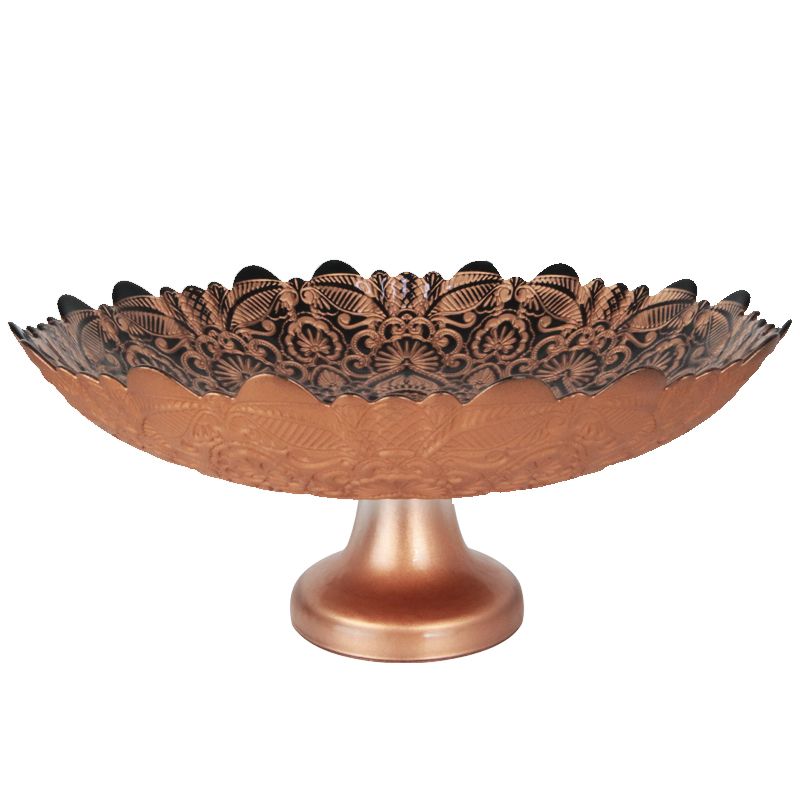 PLATEAU DE PRESENTATION DECO AVEC PIED EN VERRE 32X12 CM