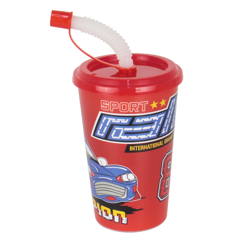 GOBELET ENFANT 400 CC AVEC PAILLE COULEURS MIX 