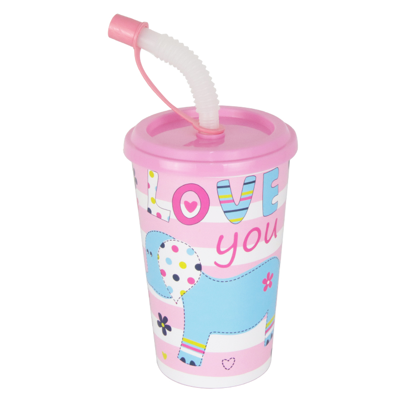 GOBELET ENFANT 400 CC AVEC PAILLE COULEURS MIX 
