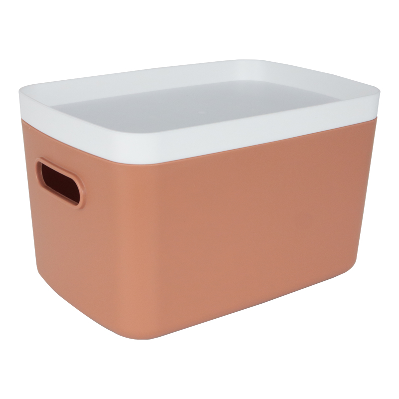 BOITE DE RANGEMENT AVEC COUVERCLE 16X24X14 CM MIX GRIS/BLANC/ROSE/CREME