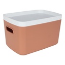 BOITE DE RANGEMENT AVEC COUVERCLE 16X24X14 CM MIX GRIS/BLANC/ROSE/CREME