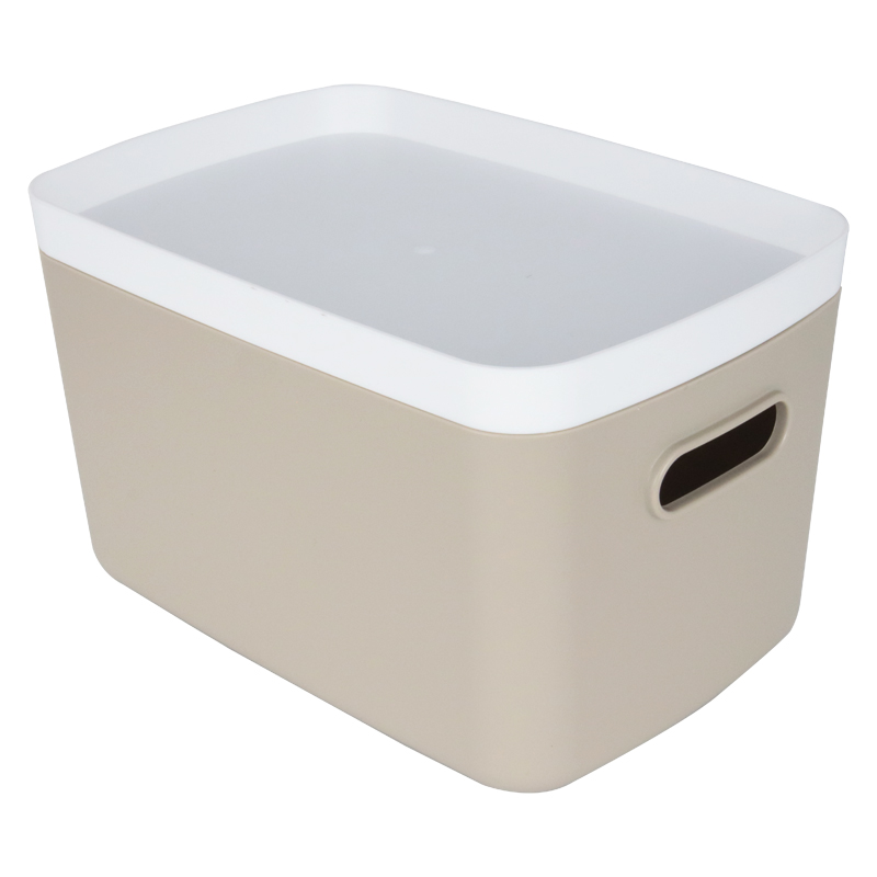 BOITE DE RANGEMENT AVEC COUVERCLE 16X24X14 CM MIX GRIS/BLANC/ROSE/CREME