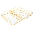 SET 2 PLATEAUX DECO METAL 40X27 CM / 34X21 CM MODELE OR 
