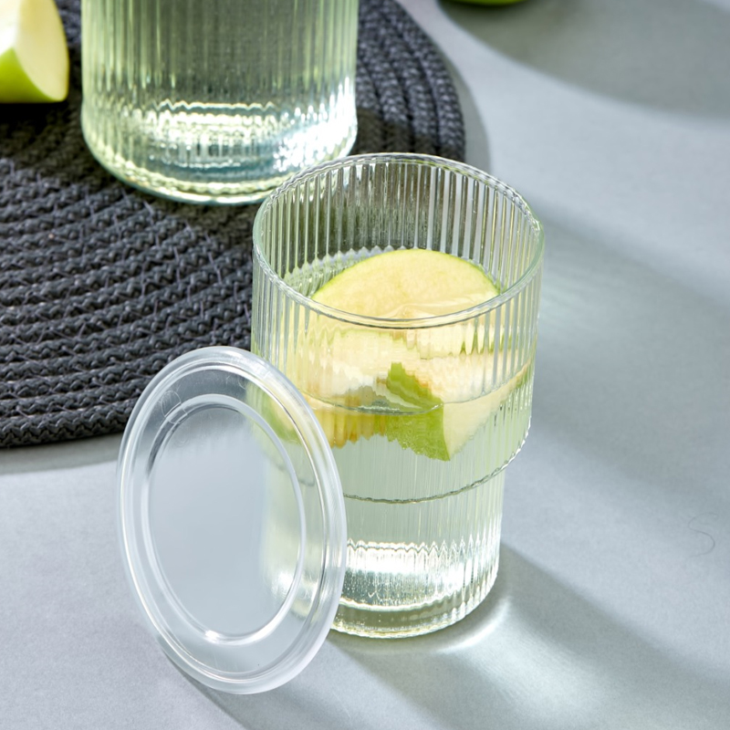 BOUTEILLE + VERRE DE NUIT 1200 CC + 325 CC EN PLASTIQUE CRYSTAL