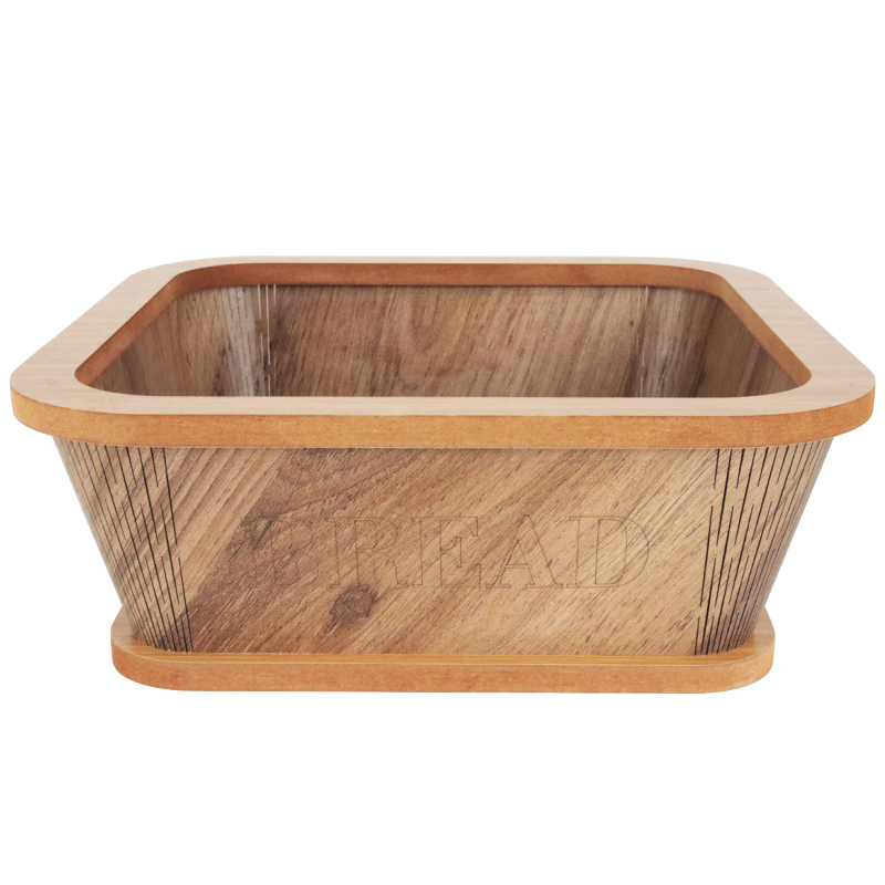 PANIER A PAIN BOIS 23X23X9 CM MIIX NOIR/BEIGE/MARRON
