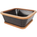 PANIER A PAIN BOIS 23X23X9 CM MIIX NOIR/BEIGE/MARRON