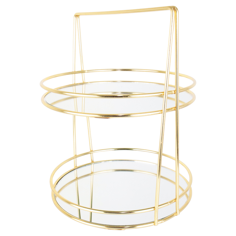 PRESENTOIR DECO METAL 2 NIVEAUX 2X24 CM MODELE OR 