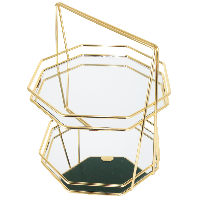 PRESENTOIR DECO METAL 2 NIVEAUX 2X25 CM MODELE OR 