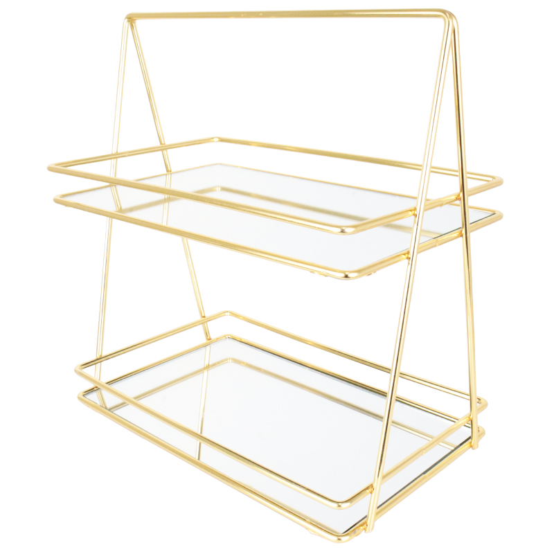 PRESENTOIR DECO METAL 2 NIVEAUX 17X28 CM MODELE OR 