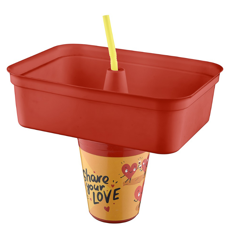 SET SNACK 2 EN 1 23X17X19 CM MIX JAUNE/ORANGE/ROUGE