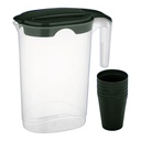 SET CARAFE 750 ML + 4 GOBELETS 450 ML EN PLASTIQUE MIX BLEU-VERT