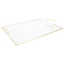 PLATEAU DECO METAL AVEC POIGNEE 37X25 CM MODELE OR 