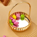 MINI PLATEAU DECO METAL 10 CM AVEC POIGNEE MODELE OR