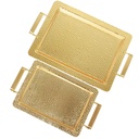SET 2 PLATEAUX DECO METAL RECTANGULAIRE 44X33 CM / 35 X 26 CM MODELE OR 
