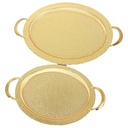 SET 2 PLATEAUX DECO METAL OVAL 45X35 CM / 37 X 27 CM MODELE OR 