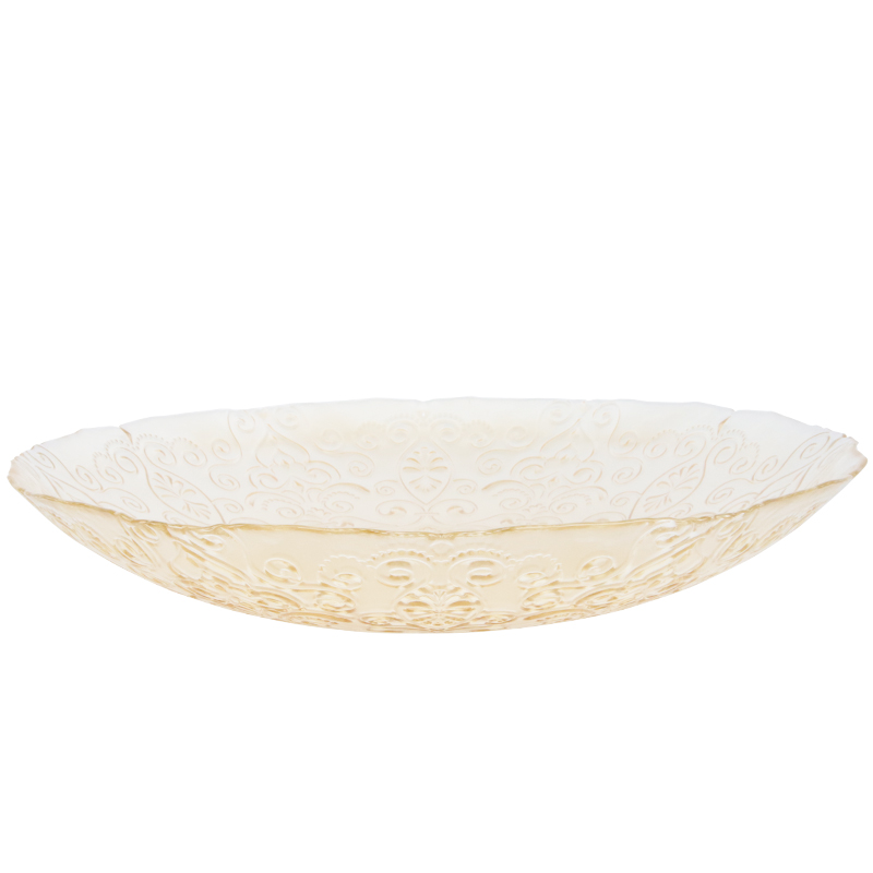 BOL FRUIT DECO EN VERRE 33 CM  TRANSPARENT AMBRE