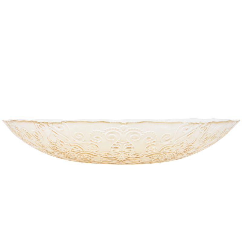 BOL FRUIT DECO EN VERRE 33 CM  TRANSPARENT AMBRE