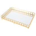 PLATEAU DECO ECO PLASTIQUE AVEC MIRROIR 40X27 CM MODELE OR