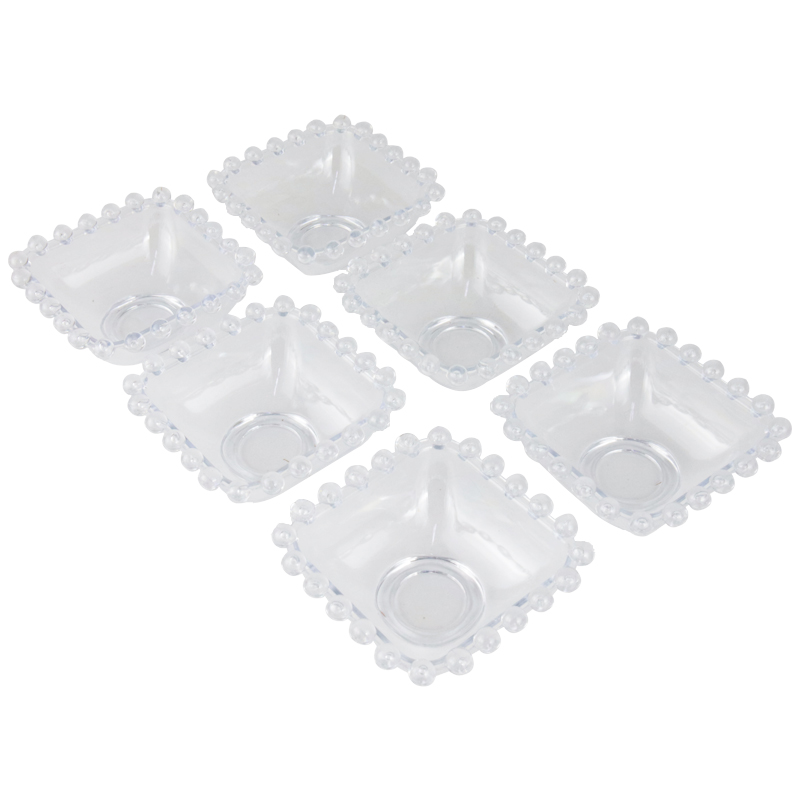 SET 6 MINI BOLS A SAUE CRYSTAL PLASTIQUE TRANSPARENT 6X7 CM 