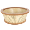 PANIER A PAIN BOIS ROND 26X9 CM MIX BEIGE/NOIR/MARRON