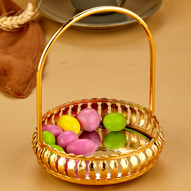 PLATEAU DECO METAL 12 CM AVEC POIGNEE MODELE OR