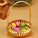PLATEAU DECO METAL 12 CM AVEC POIGNEE MODELE OR
