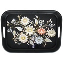 PLATEAU DECO PLASTIQUE LUXE 35X25 CM MIX BLANC / NOIR
