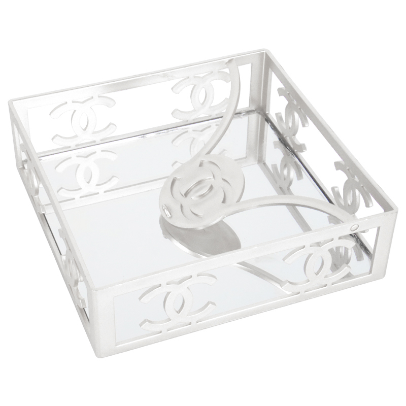 PORTE PAPIER PLASTIQUE 17X17X6 CM SANS EMBALLAGE MODELE ARGENT