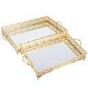 SET 2 PLATEAUX DECO METAL RECTANGULAIRE 37X24 / 43X31 CM MODELE OR