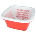 BASSINE AVEC FILTRE 4 LITRES EN PLASTIQUE MIX BLEU/ROSE/ROUGE/GRIS