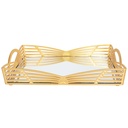 PLATEAU DECO PLASTIQUE ET MIRROIR 32X20 CM MODELE OR