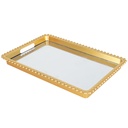 PLATEAU DECO PLASTIQUE ET MIRROIR 31X22 CM MODELE OR