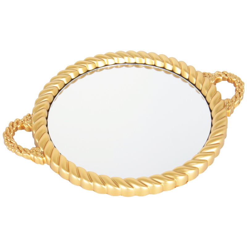 PLATEAU DECO PLASTIQUE ET MIRROIR 35 CM MODELE OR