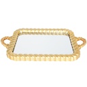 PLATEAU DECO PLASTIQUE ET MIRROIR 47X29 CM MODELE OR