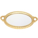 PLATEAU DECO PLASTIQUE ET MIRROIR 51X34 CM MODELE OR