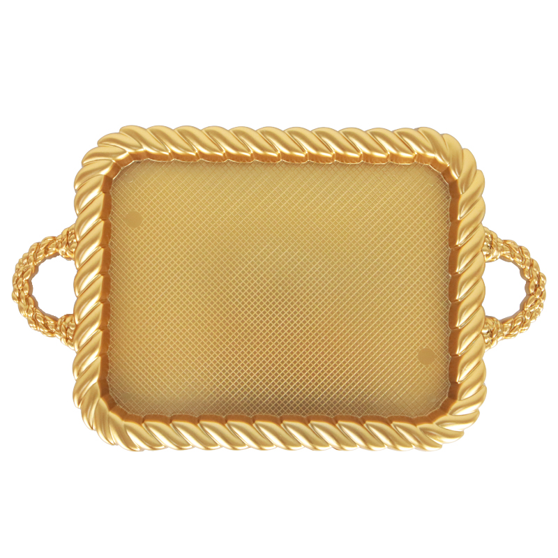 PLATEAU DECO PLASTIQUE 47X29 CM MODELE OR