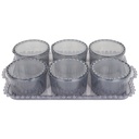 SET PETIT DEJEUNER : PLATEAU + 6 POTS EN CRYSTAL PLASTIQUE MAT 34X21X6 CM