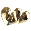 2 PIECES DECO CŒUR 12X11 CM + 10X9 CM PLASTIQUE MODELE OR