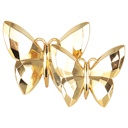 2 PIECES DECO PAPILLON 13X12 CM + 10X9 CM PLASTIQUE MODELE OR