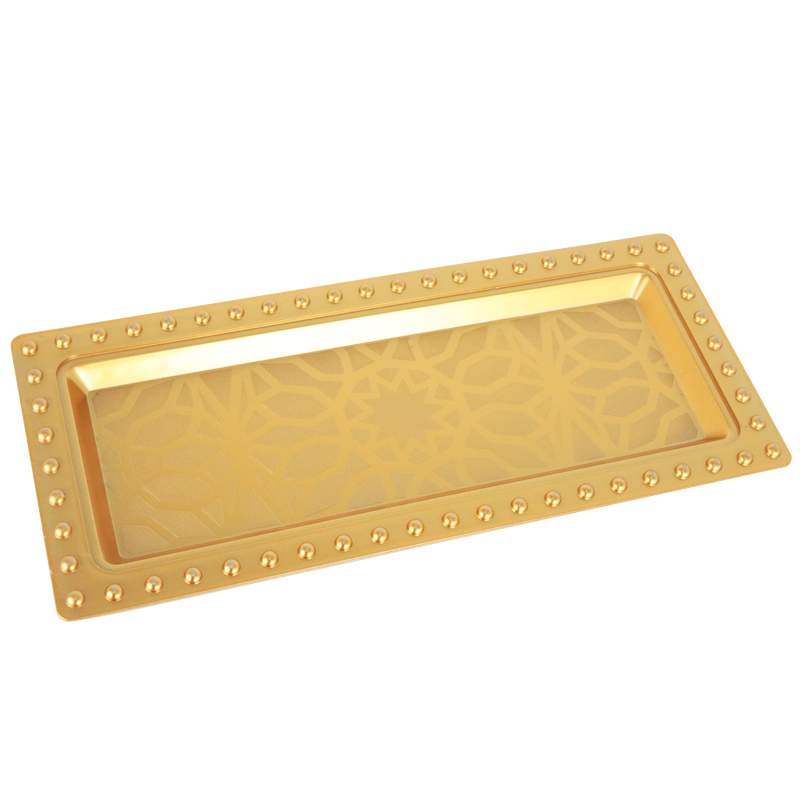PLATEAU DECO PLASTIQUE 35X12 CM MODELE OR