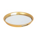 PLATEAU DECO PLASTIQUE ET MIRROIR 22 CM MODELE OR
