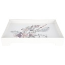 PLATEAU DECO LUXE AVEC PIEDS PLASTIQUE 31X22X5 CM MIX BLANC / NOIR