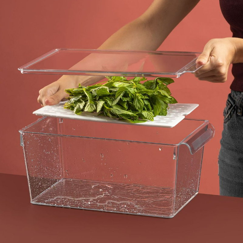 BAC REFRIGERATEUR AVEC COUVERCLE 32X10X10 CM PLASTIQUE